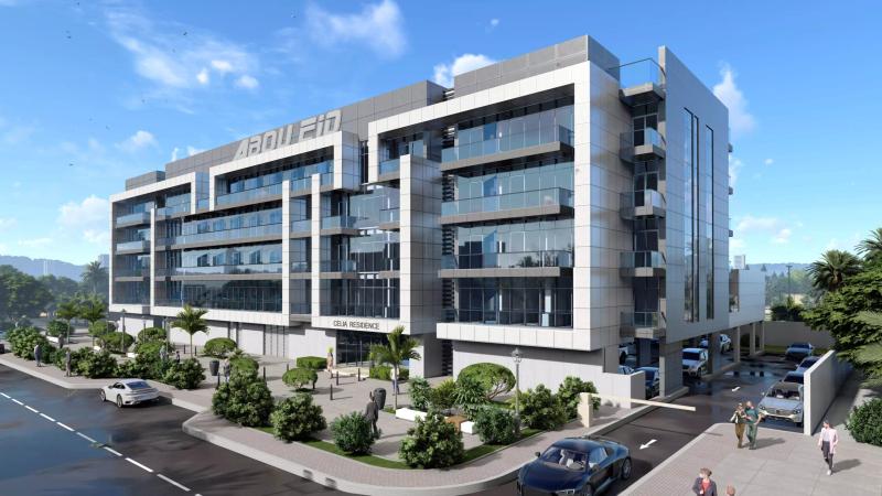 Celia Residence apartment building exterior in Dubai Studio City