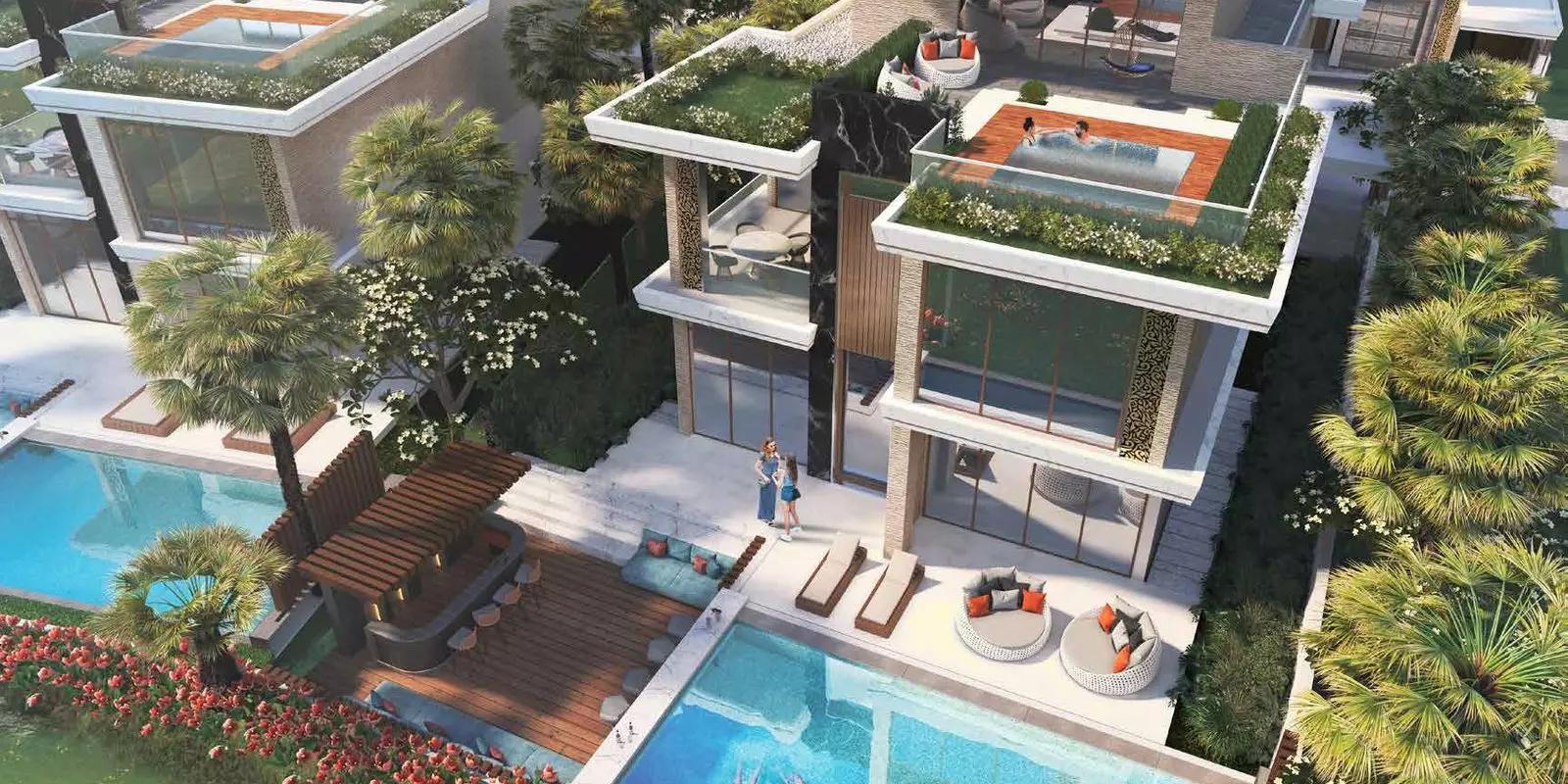 Beverly Hills Drive villa facade and driveway, DAMAC Hills, Dubai