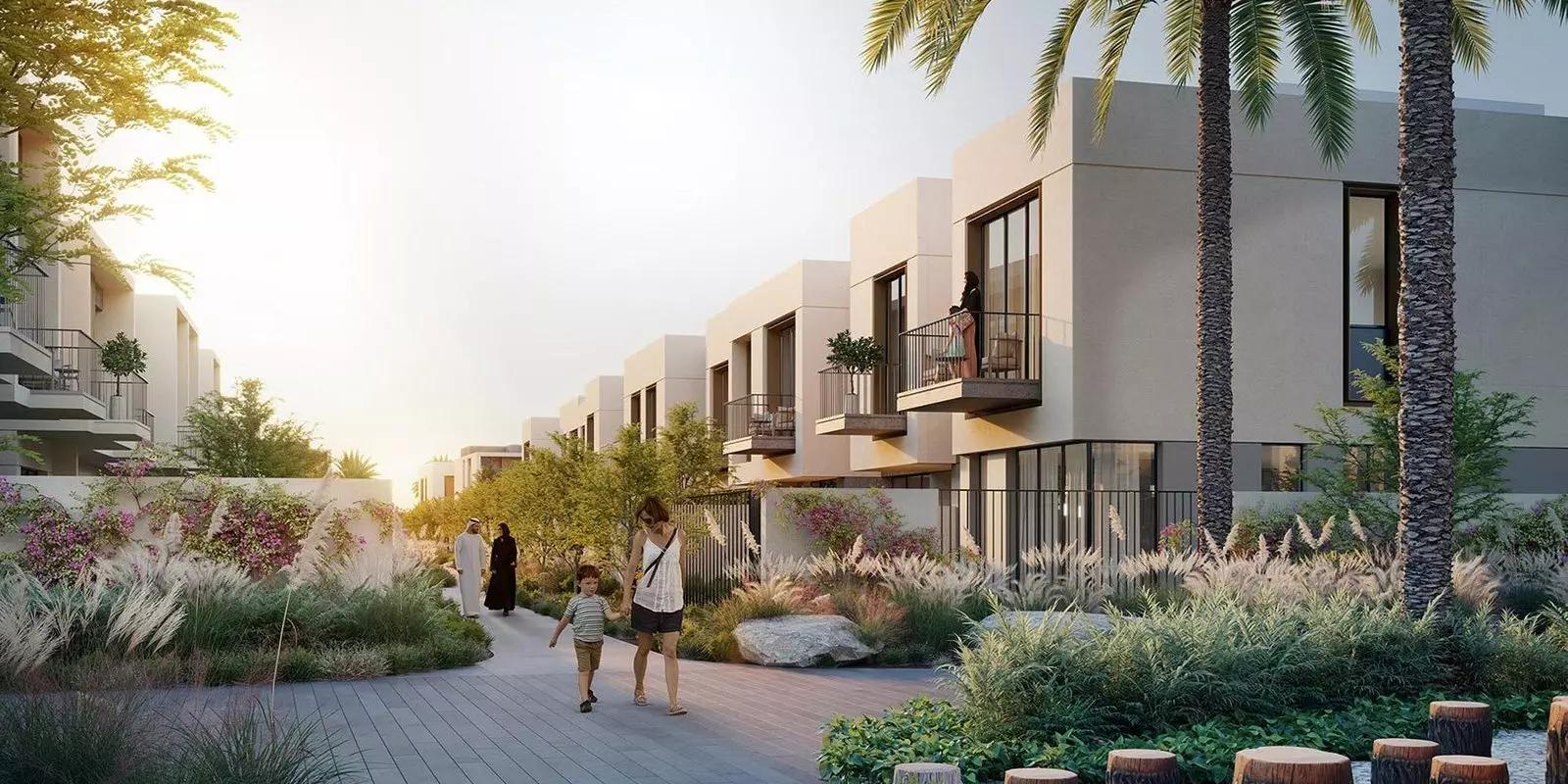 Orania townhouse facade and driveway, The Valley, Dubai