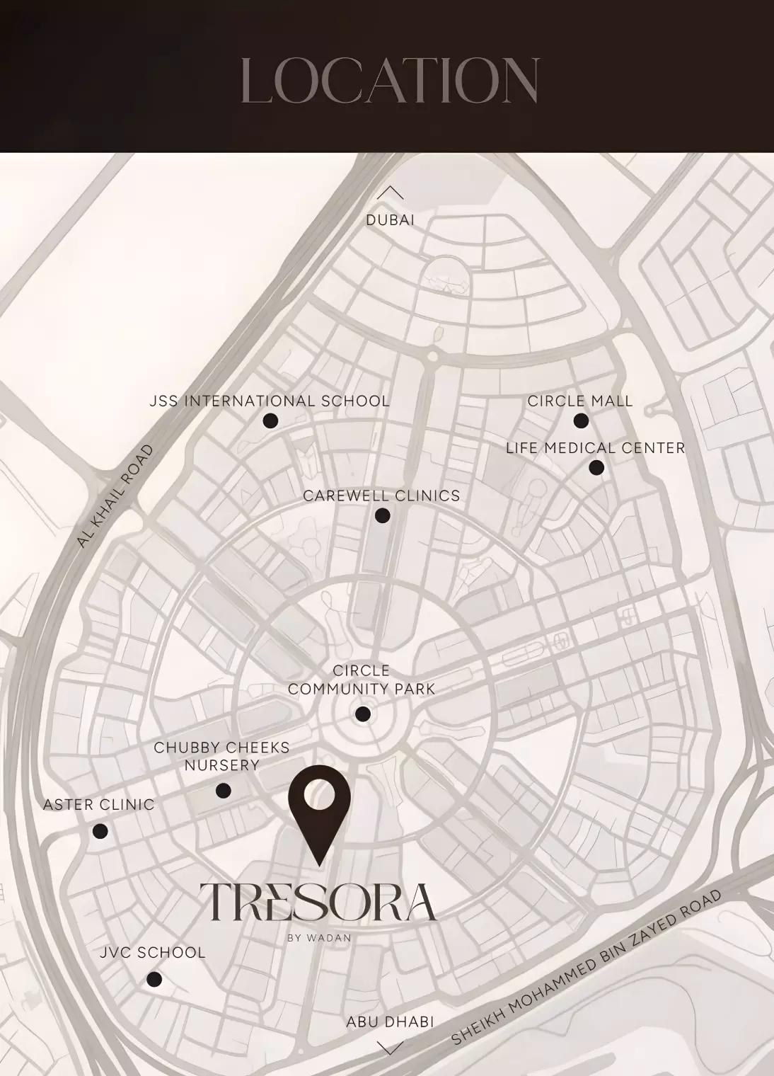 Master plan layout of Tresora by Wadan development, District 14, JVC