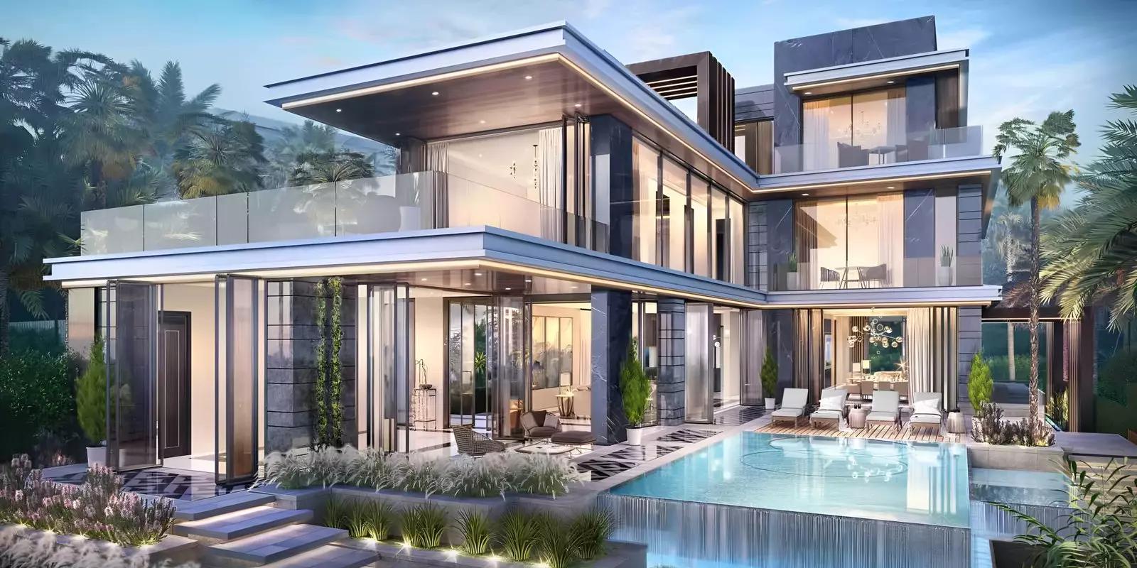 Morocco-themed townhouse row with archways and courtyard, DAMAC Lagoons, Dubai