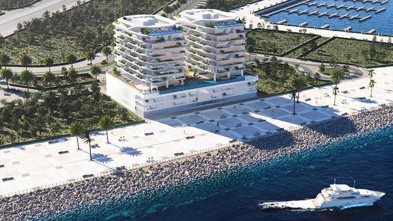 Hatimi Residences exterior tower view, Dubai Islands