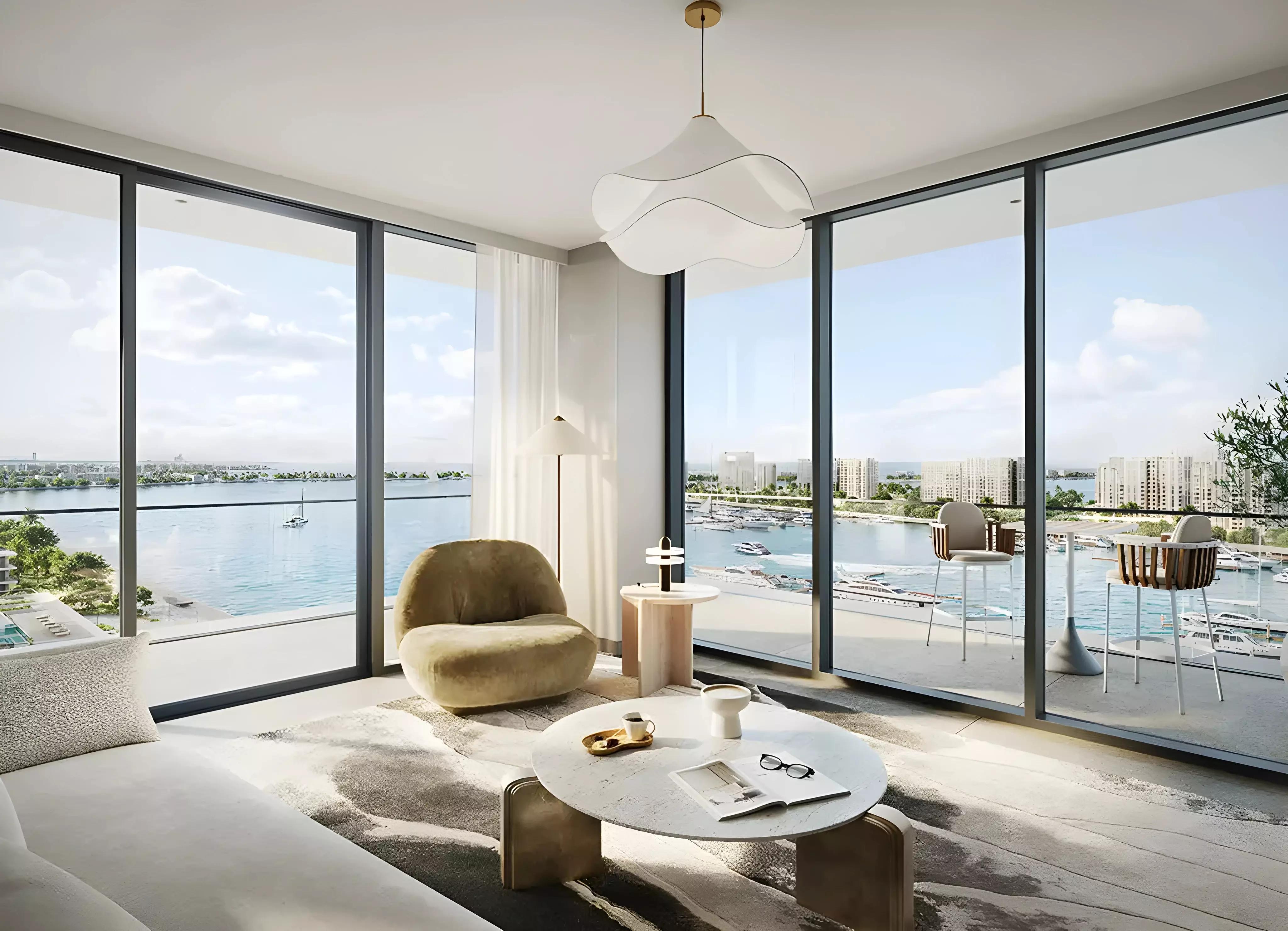 Ocean Views apartment interior living space, Mina Rashid