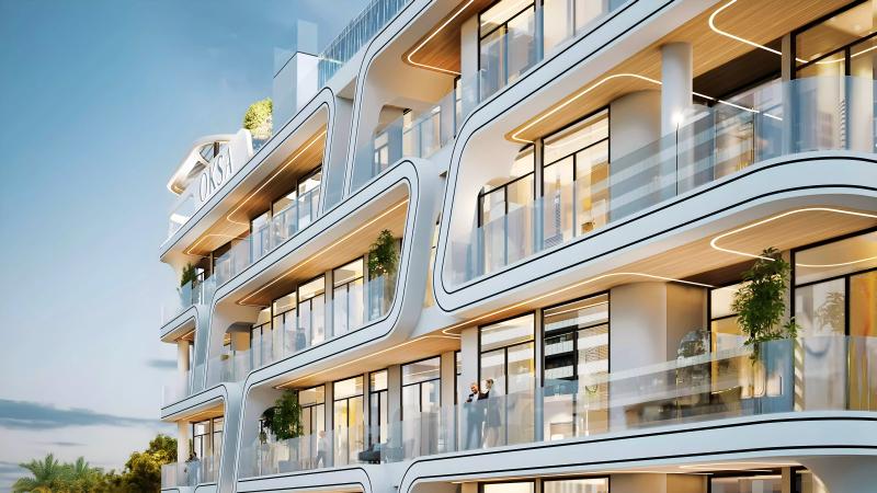 Aristo apartment building exterior render in Dubai South, Dubai World Central