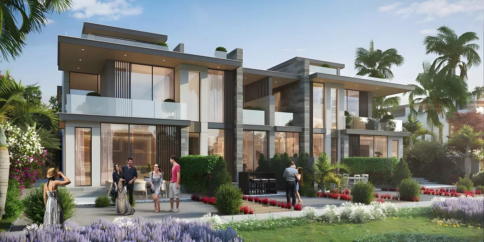 Morocco Phase 2 villa facade with driveway, DAMAC Lagoons, Dubai