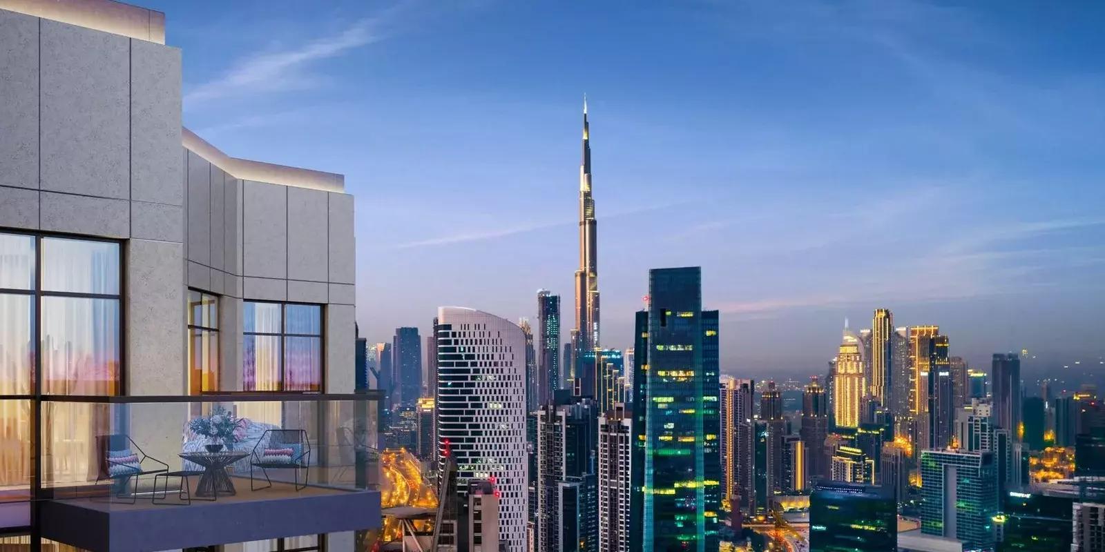 Urban Oasis by Missoni living area with canal-facing balcony, Business Bay