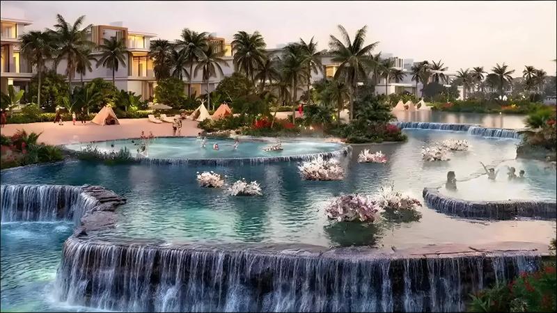 Bali Phase 2 townhouse exterior with tropical landscaping, DAMAC Islands, Dubai