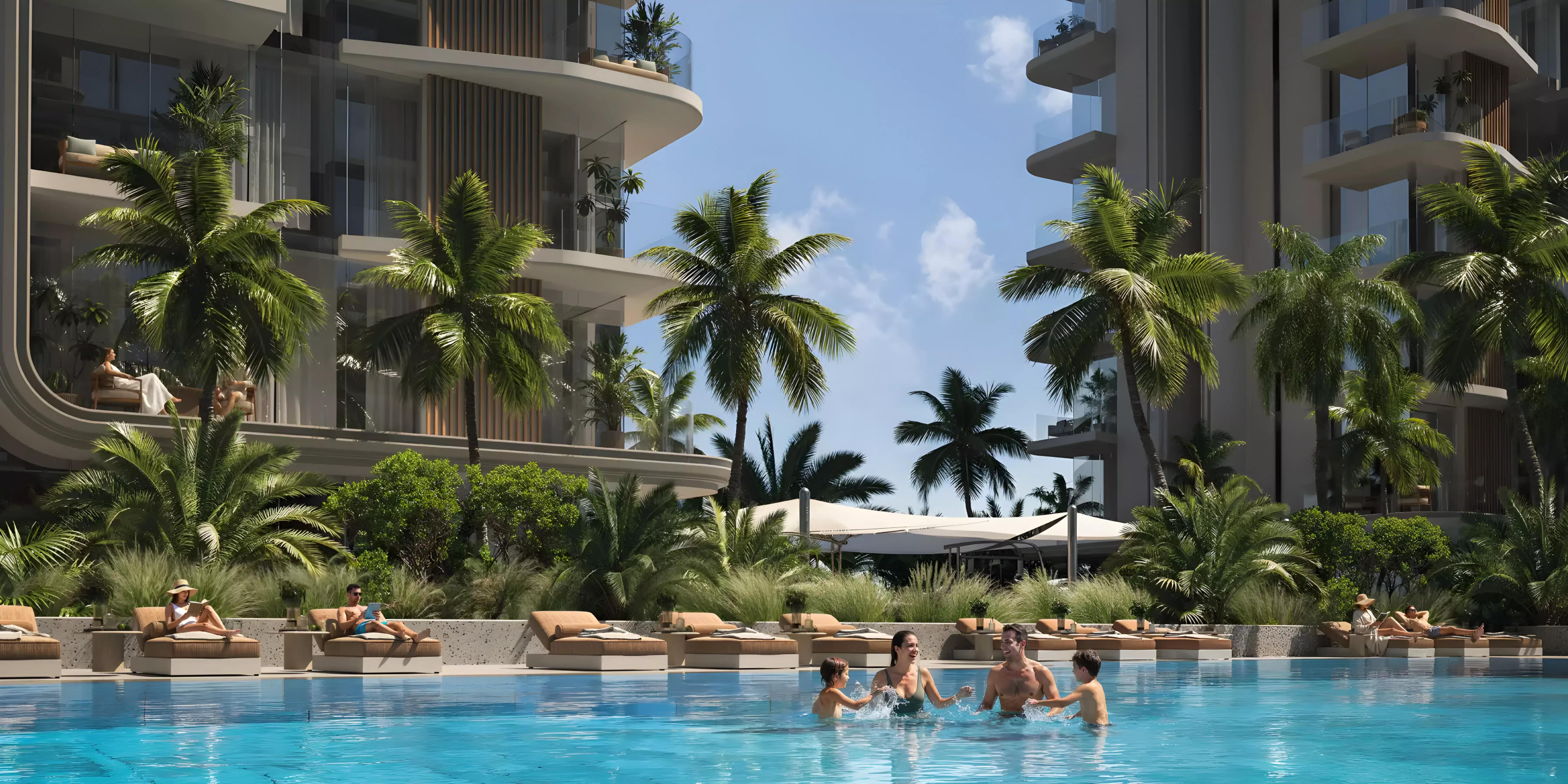 Apartment interior living space at Azizi Jaddaf Beach Oasis, Dubai