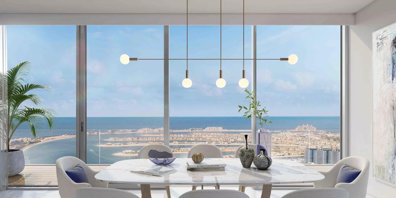 Beach Isle kitchen interior with fitted appliances, Dubai Harbour