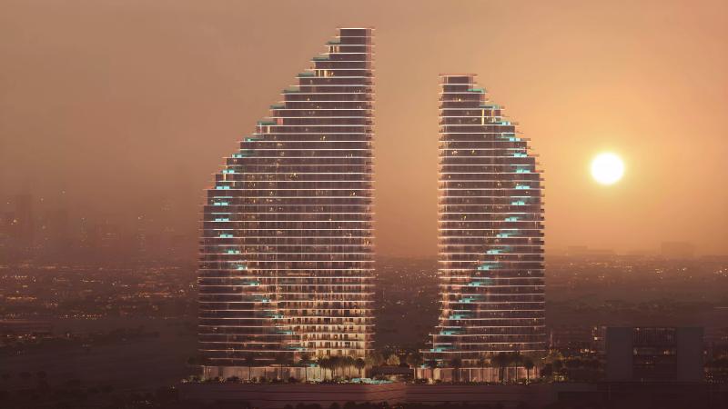 Binghatti Flare 01 exterior facade in Jumeirah Village Triangle, Dubai