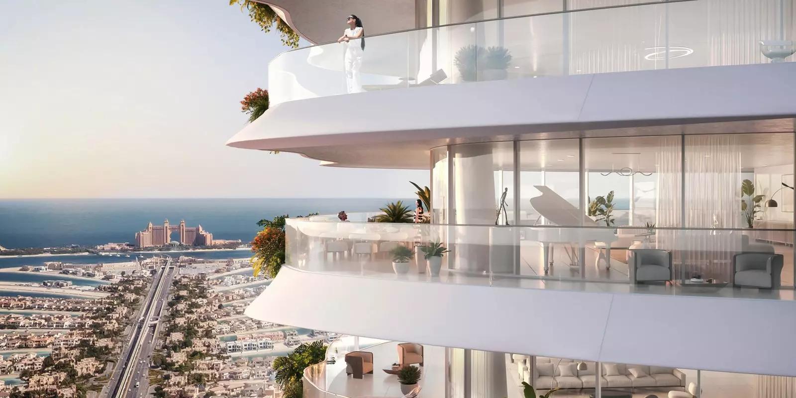 Como Residences waterfront facade overlooking the Arabian Gulf, Palm Jumeirah