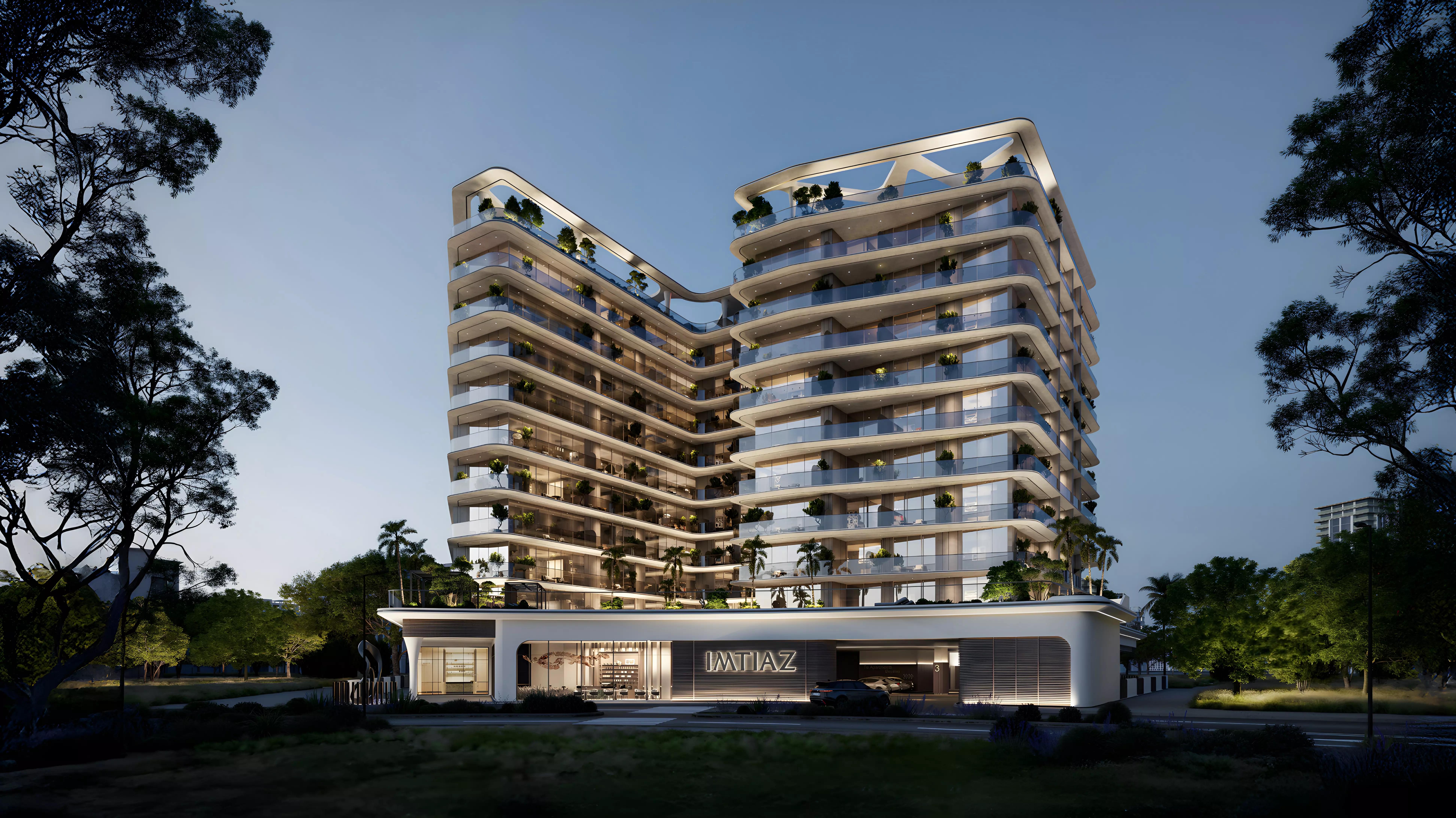 Enre Residence kitchen interior, Dubai South