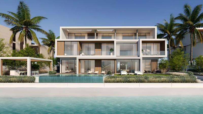 The Coral Collection Villas exterior with private garden and driveway, Palm Jebel Ali, Dubai