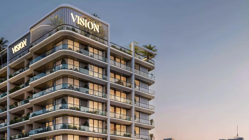 Vista by Vision apartment tower exterior view, Dubai Production City