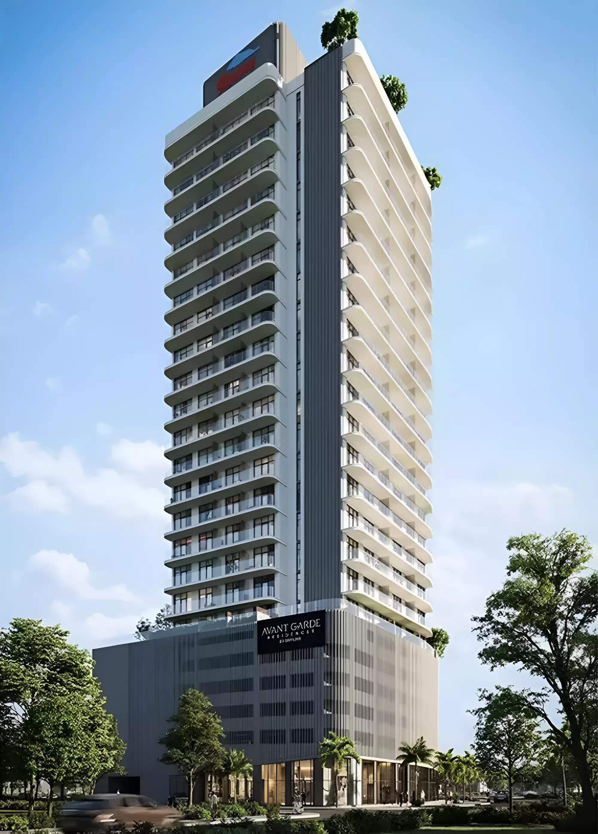 Avant Garde Residences building elevation and entrance, JVC, Dubai