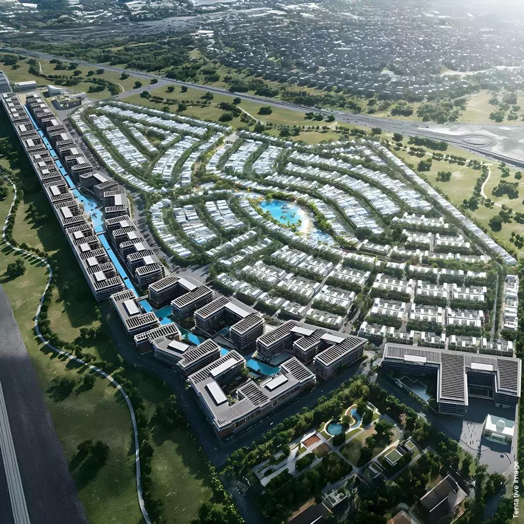 S1LVA Park Living building elevation with landscaping, JVT, Dubai
