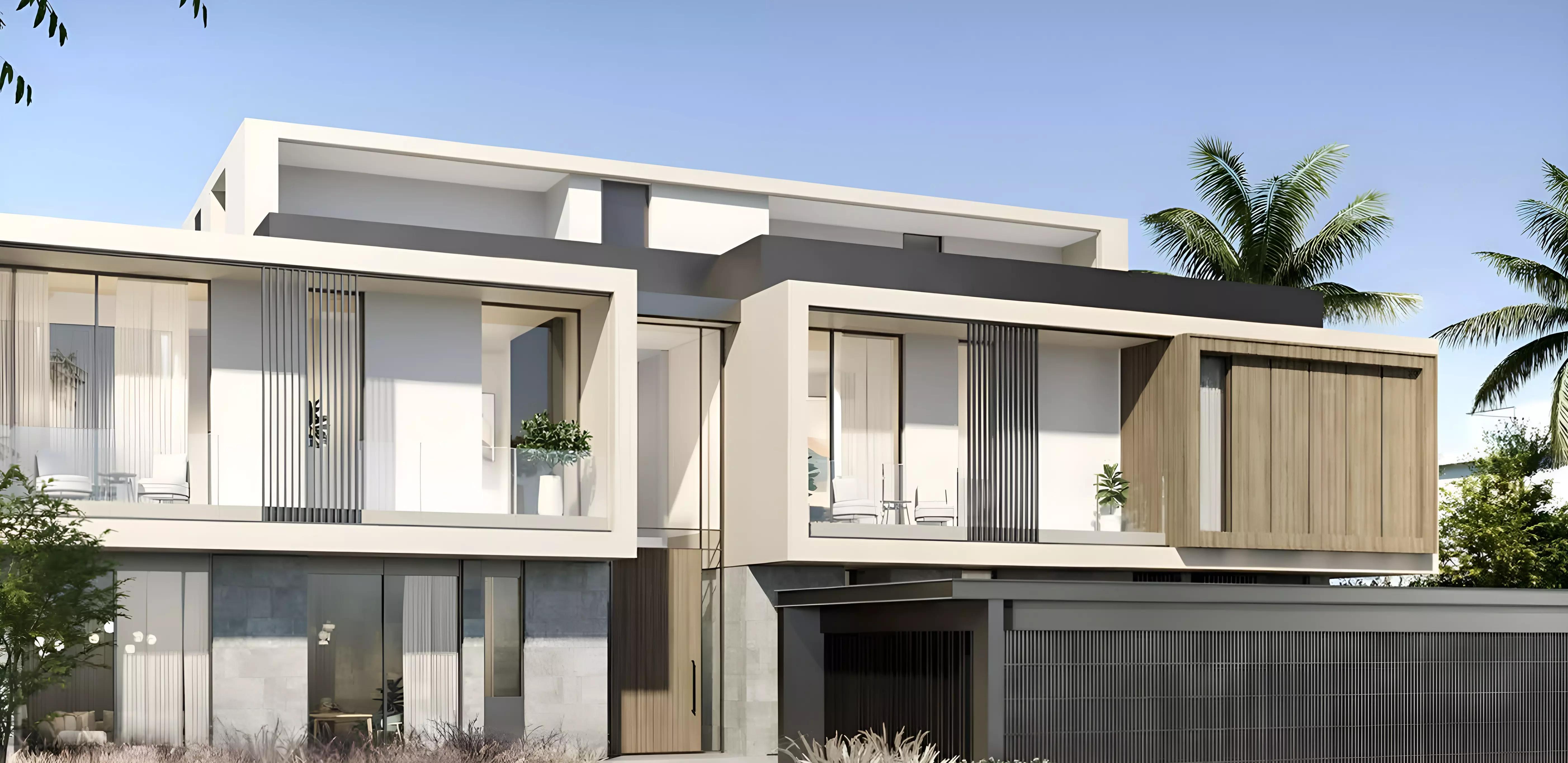 Landscaped gardens and community pathway on Palm Jebel Ali Frond N