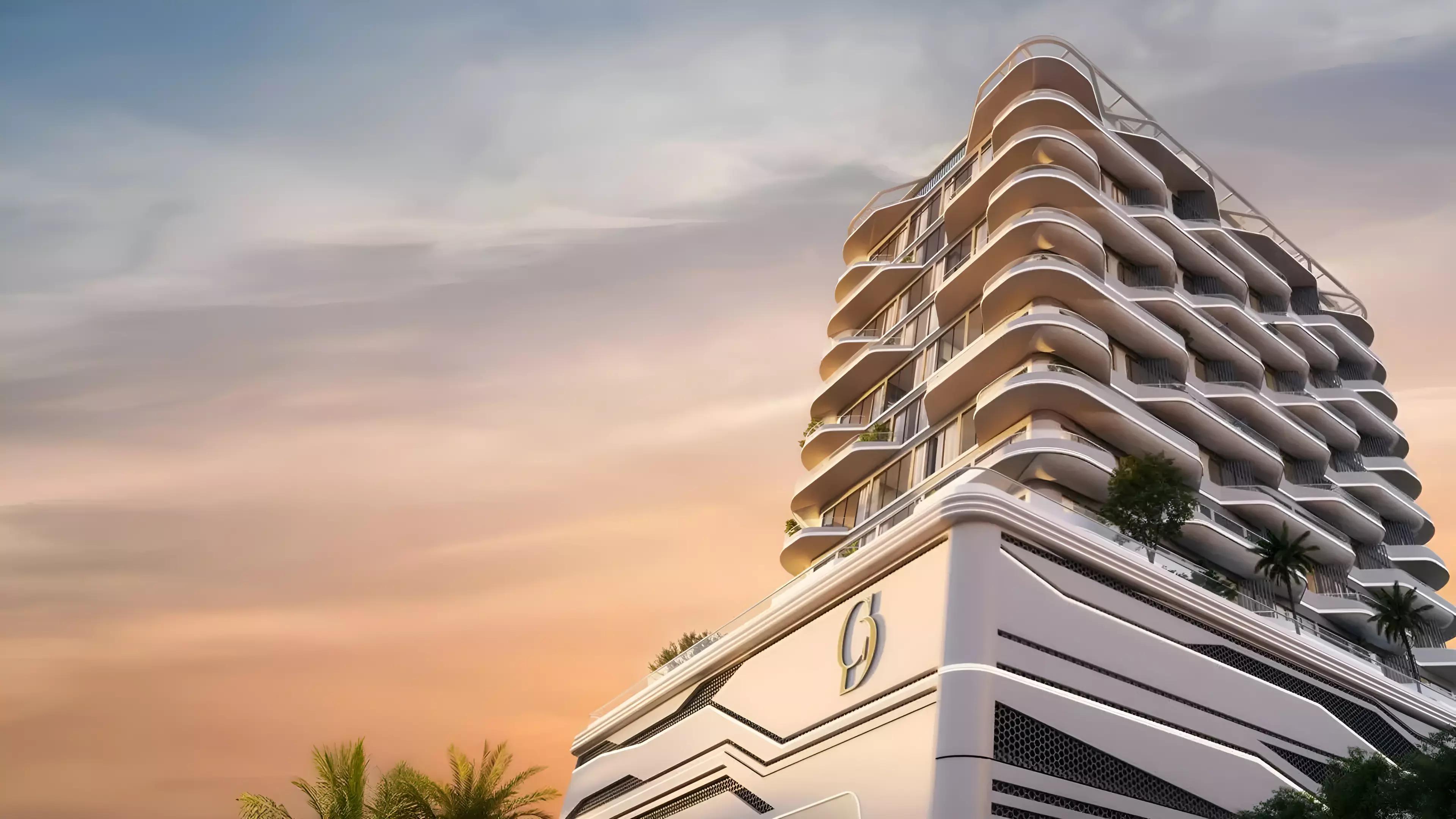 Arya Residences building facade detail, Dubai Islands