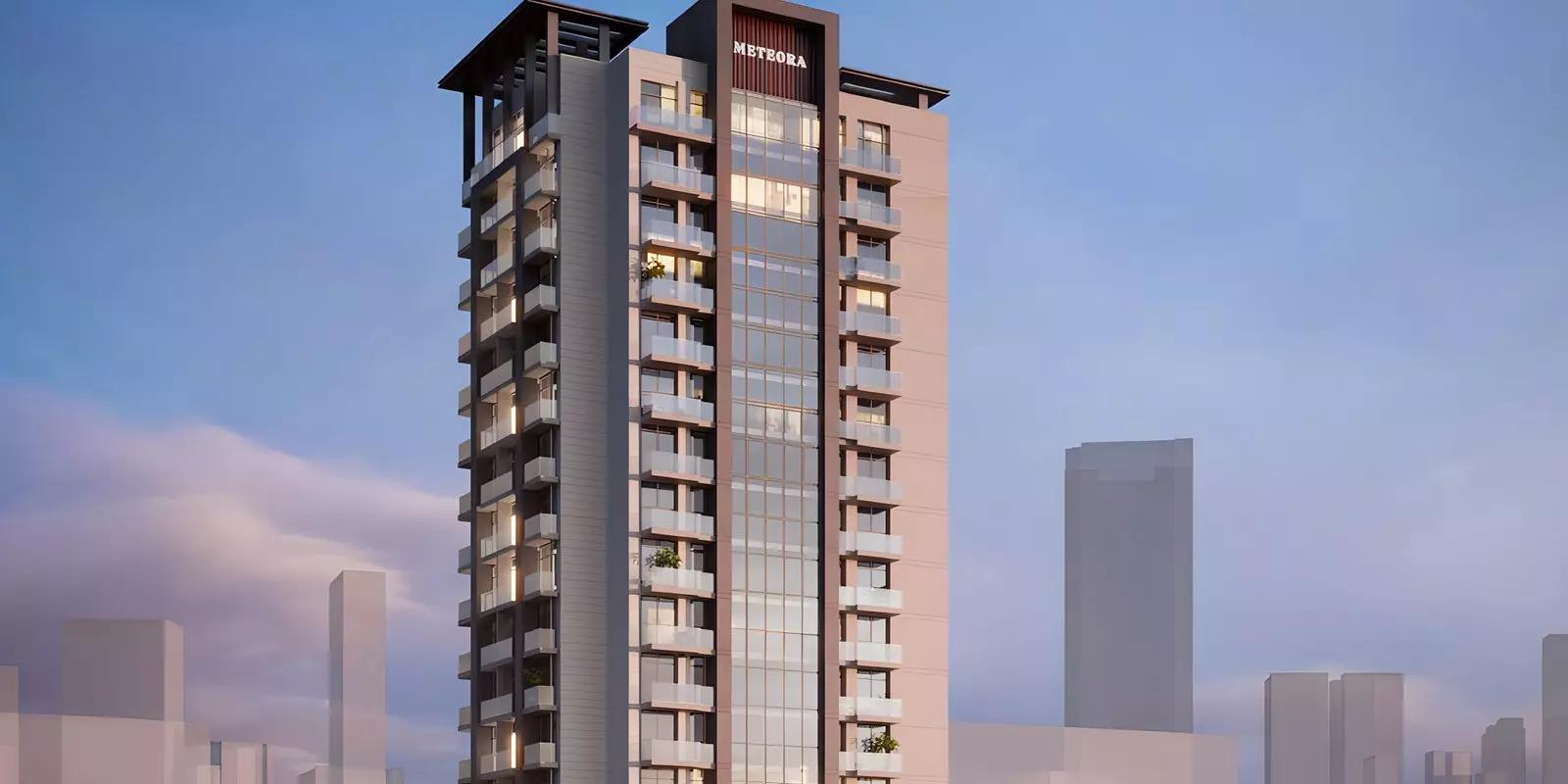 Exterior facade of Vita Grande apartment building in Jumeirah Village Circle, Dubai