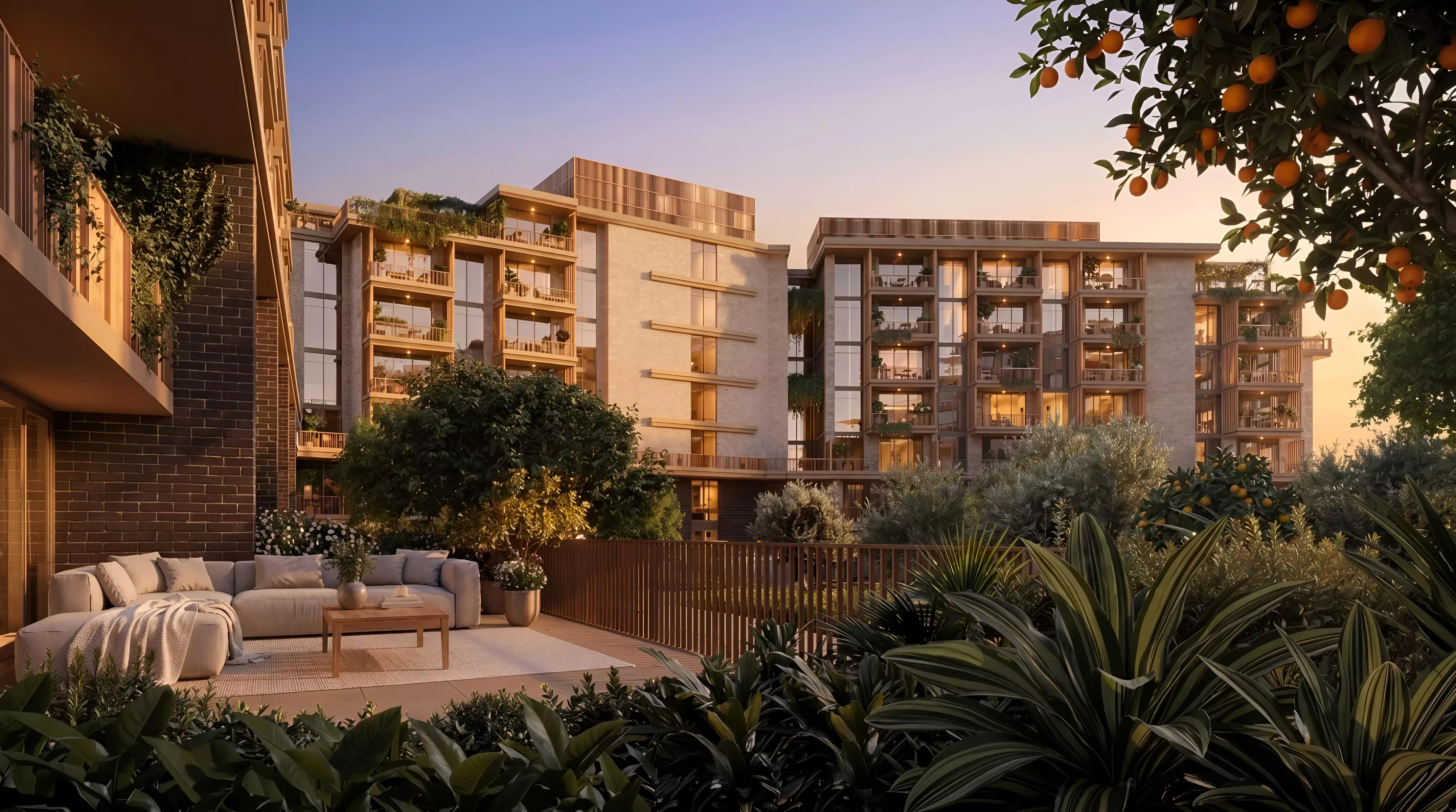 Arancia Yards residential tower exterior render, City of Arabia, Dubai