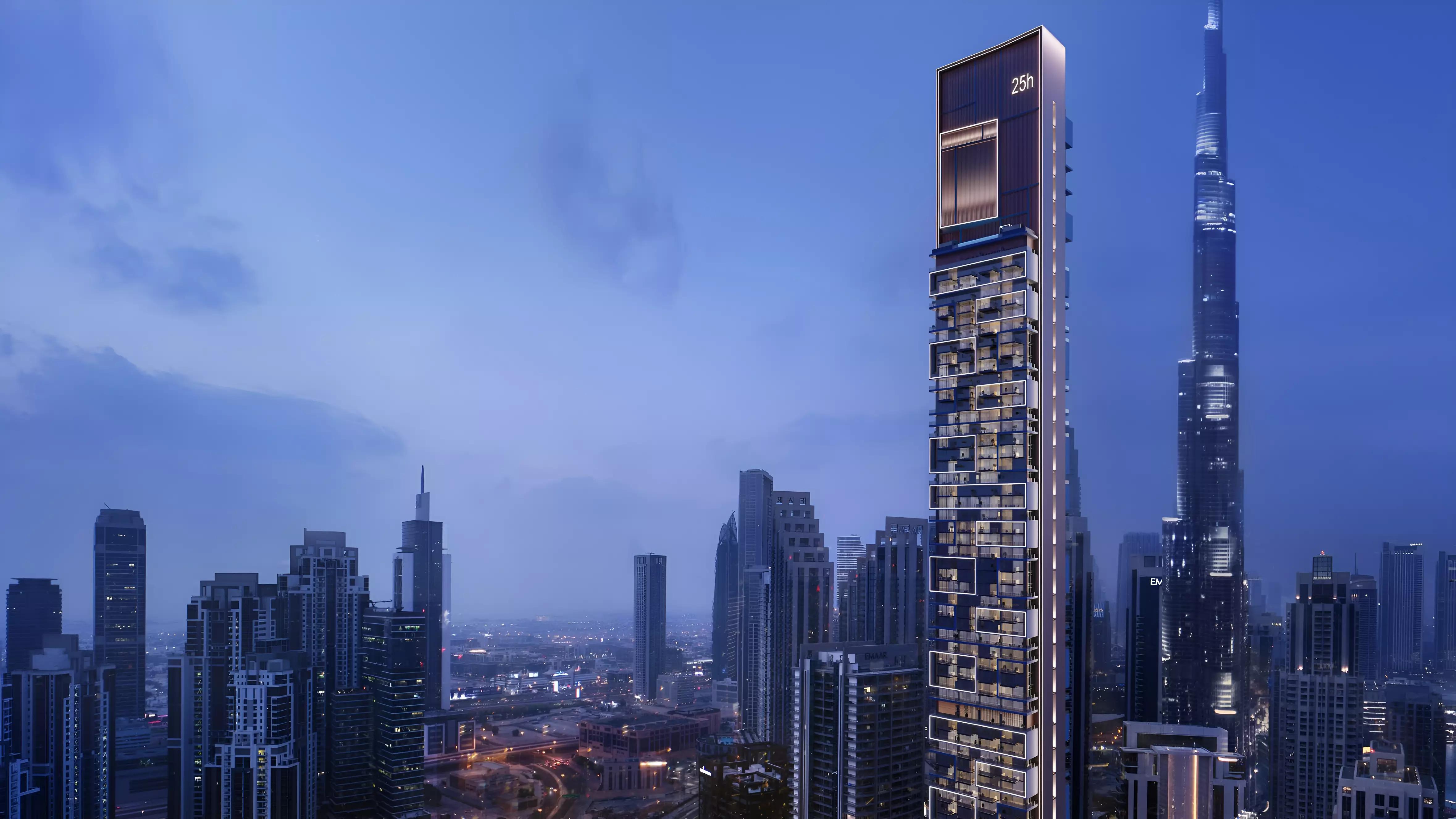 25H Heimat At Downtown Dubai exterior facade with Downtown Dubai skyline backdrop