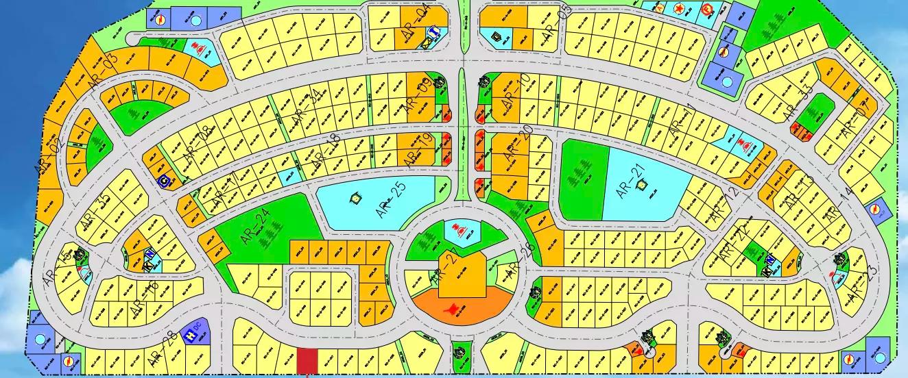 Master plan layout of Arabian Gate 1 within Dubai Land Residence Complex