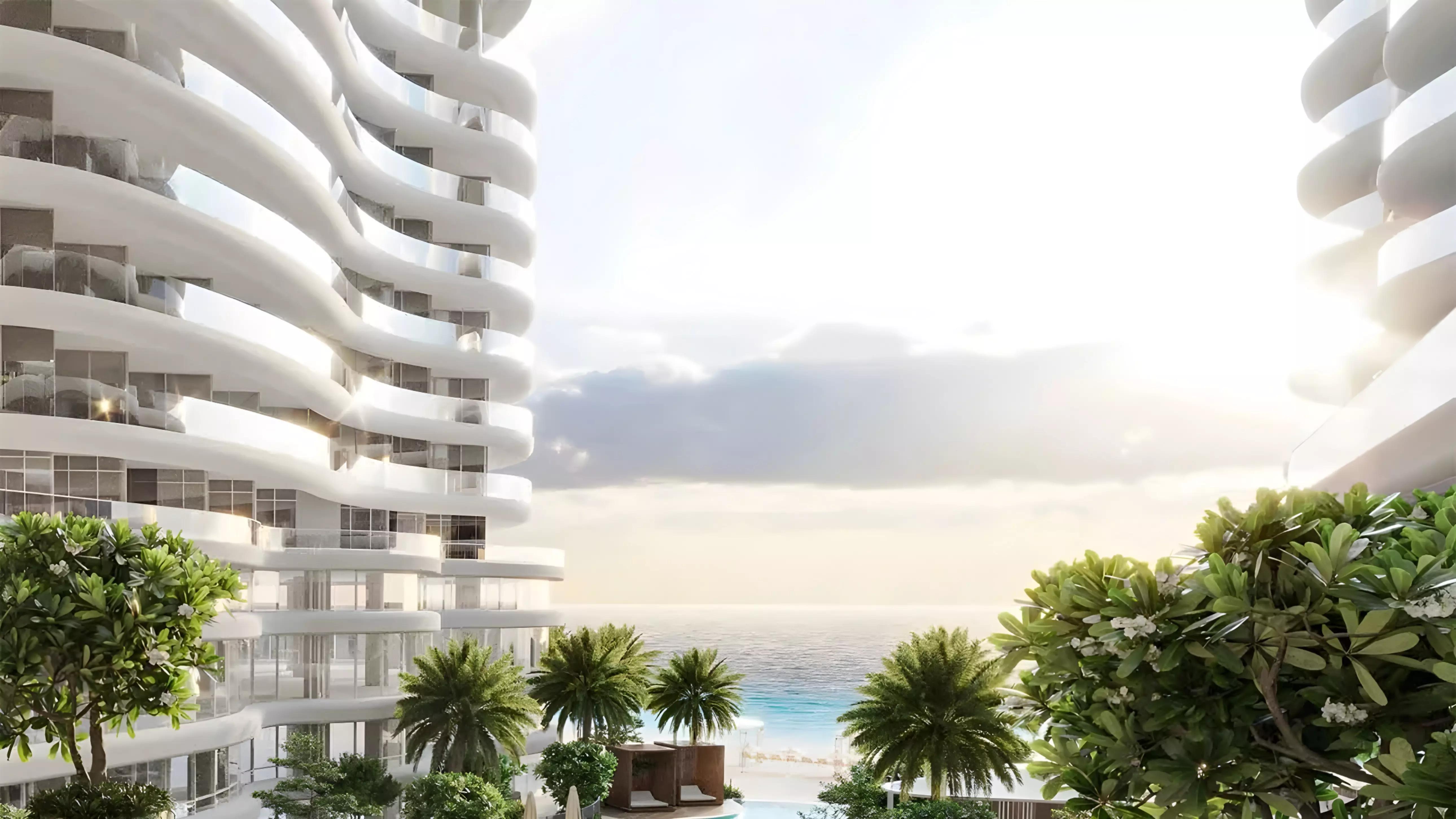 Exterior render of Vue Doree residential tower, Dubai Islands