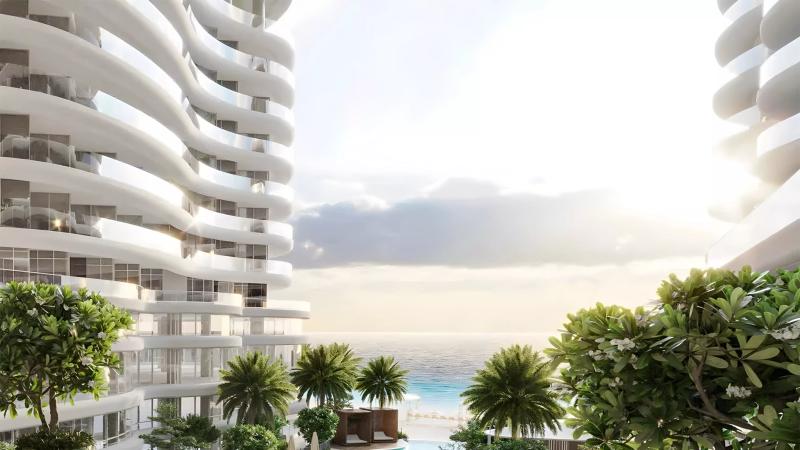 Exterior render of Vue Doree residential tower, Dubai Islands