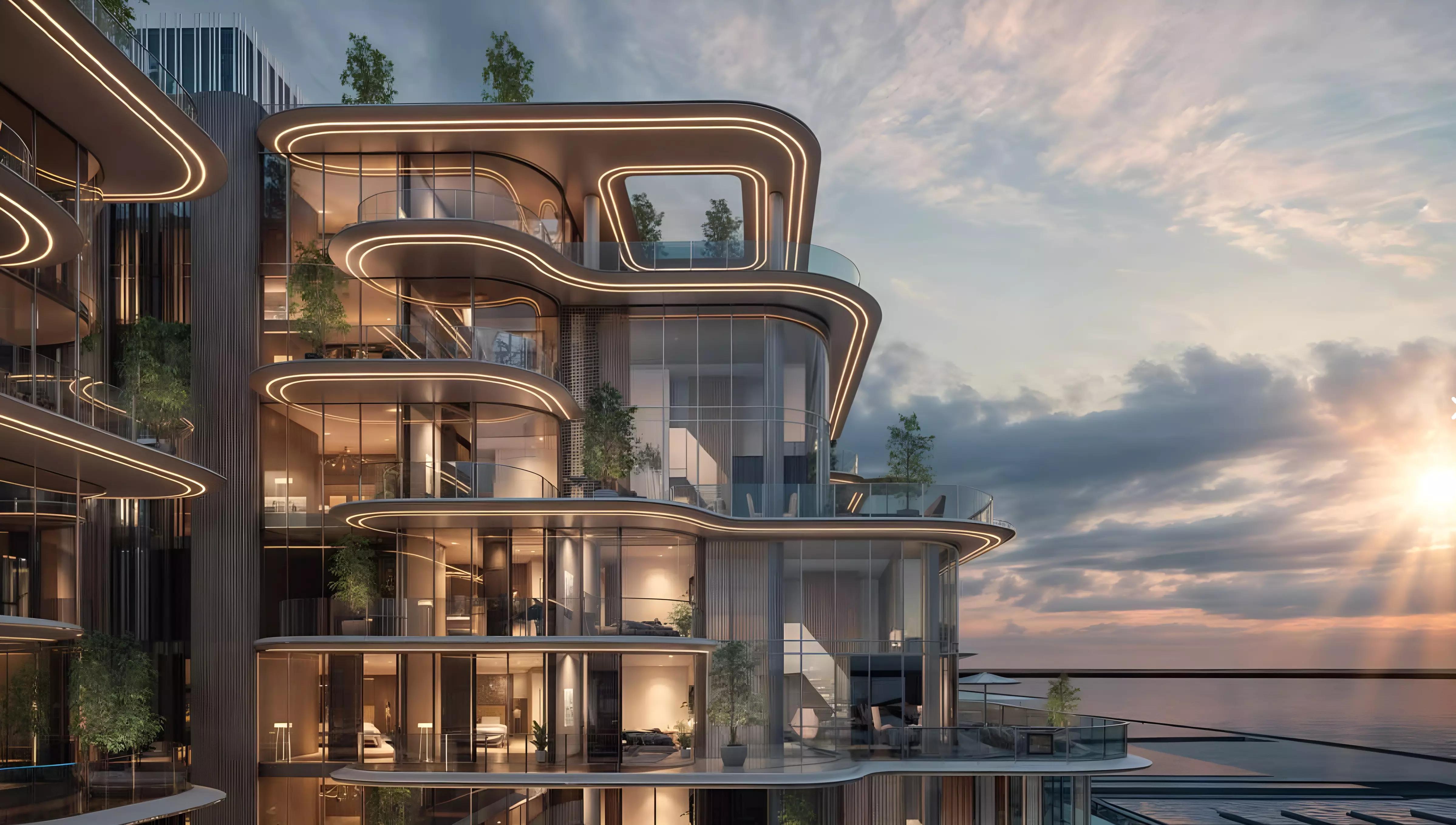 Cotier House residential building elevation, Dubai Islands, Dubai