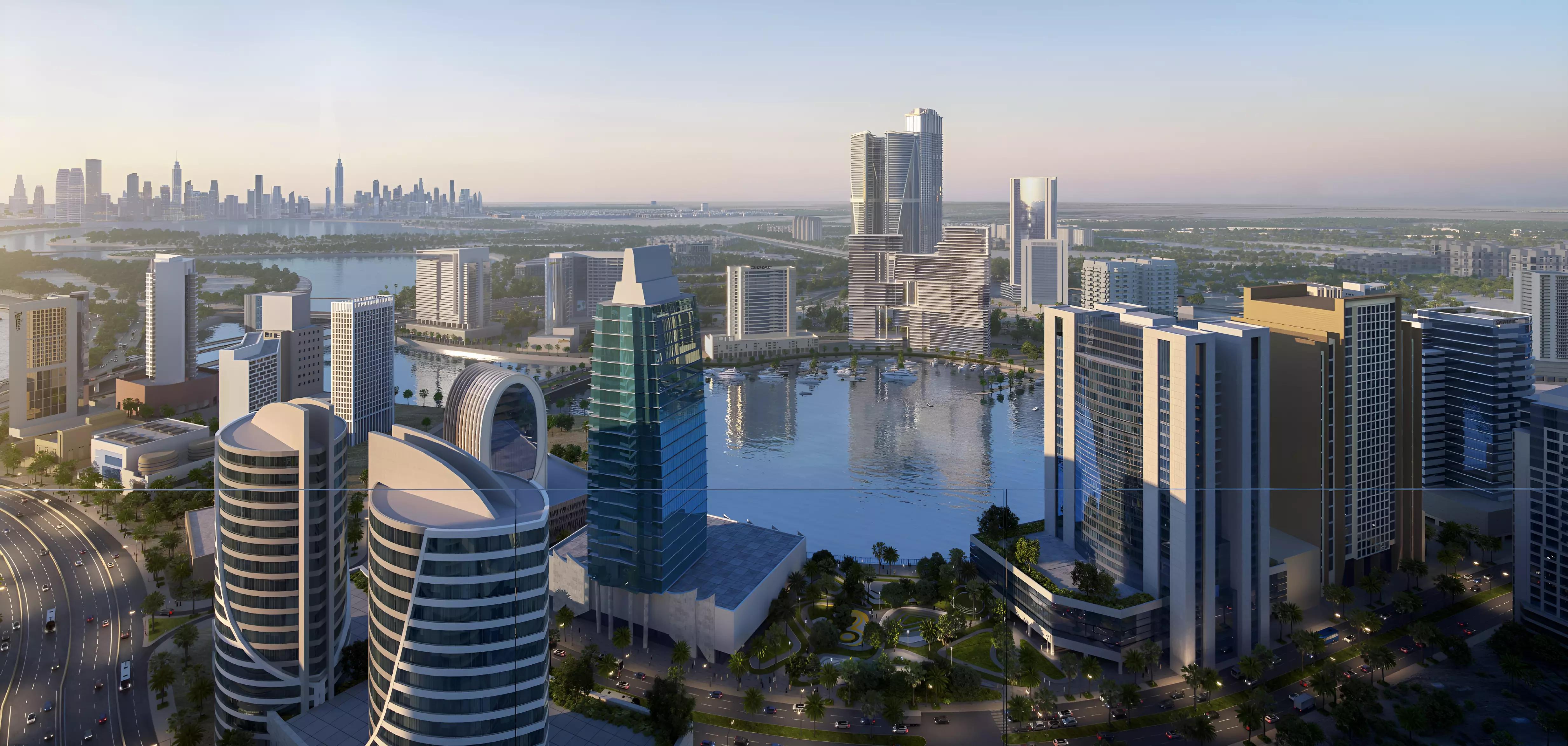 Landscaped gardens and outdoor amenity deck at Rixos Financial Center Road