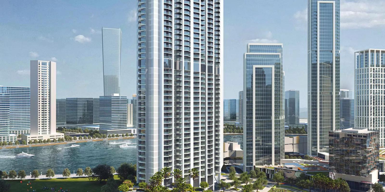 Furnished bedroom with built-in wardrobes at Peninsula Phase 3, Business Bay