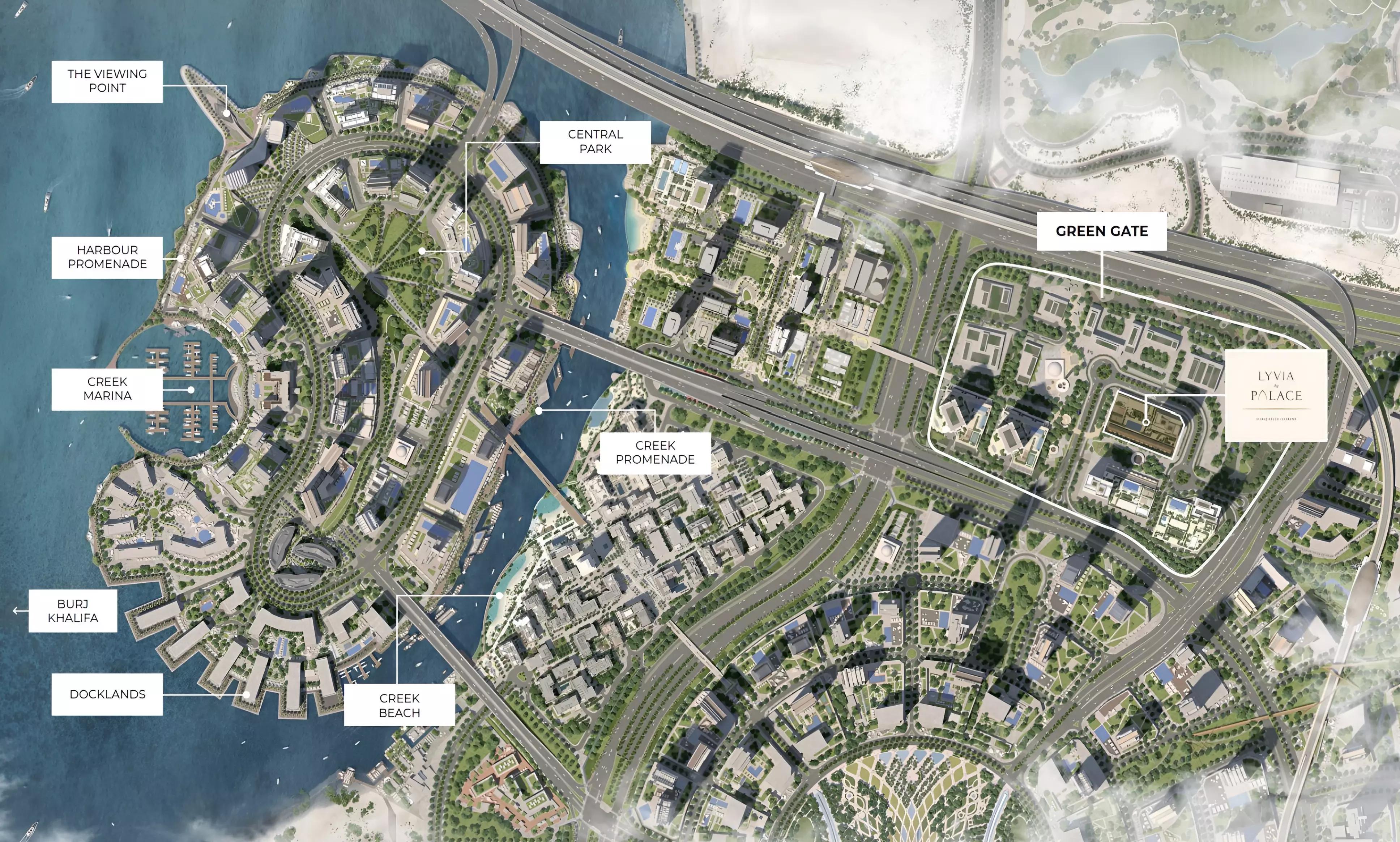 Lyvia by Palace master plan layout, Dubai Creek Harbour, Dubai