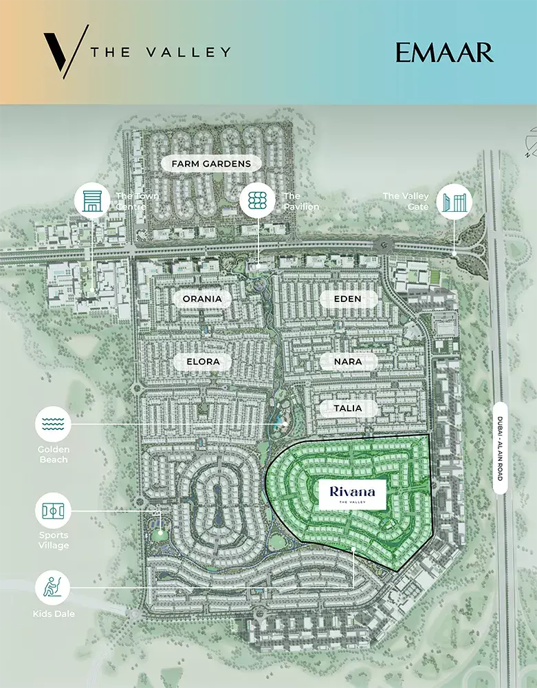 Rivana at The Valley master plan layout, Dubai