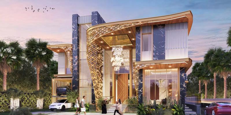 Gems Estates by DAMAC villa exterior with private garden, DAMAC Hills, Dubai