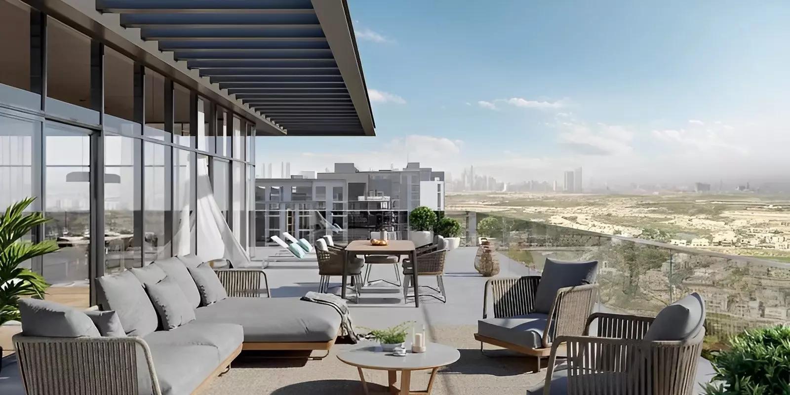 Amenity deck with pool at Ellington House Phase 4, Dubai Hills Estate, Dubai