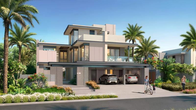 Villa exterior with driveway at Jebel Ali Village by Nakheel, Dubai