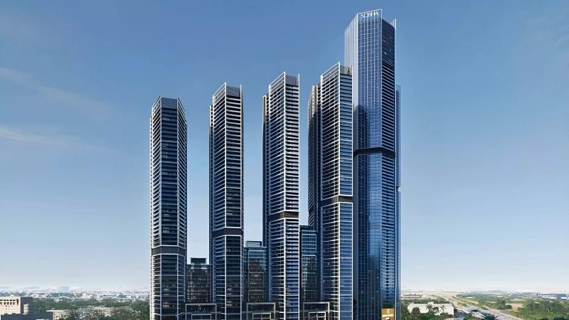 Sobha Central Phase 1 residential tower exterior render in Jebel Ali, Dubai
