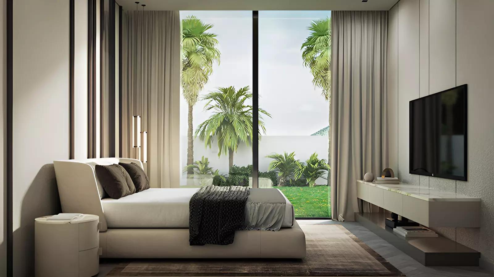 Waterview Villas outdoor amenity area with seating and greenery, Jumeirah Park, Dubai