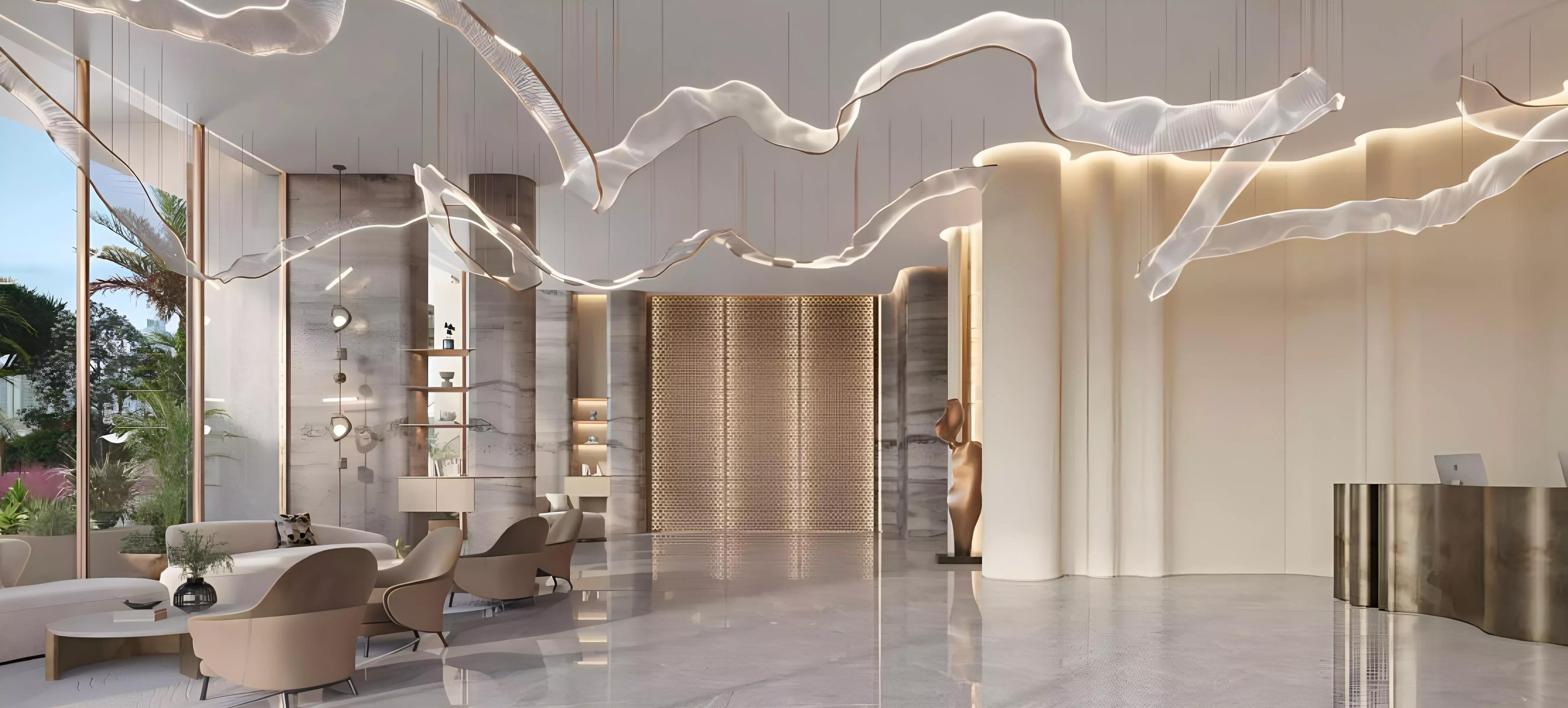 The Caden building facade and entrance, Meydan Horizon, Dubai