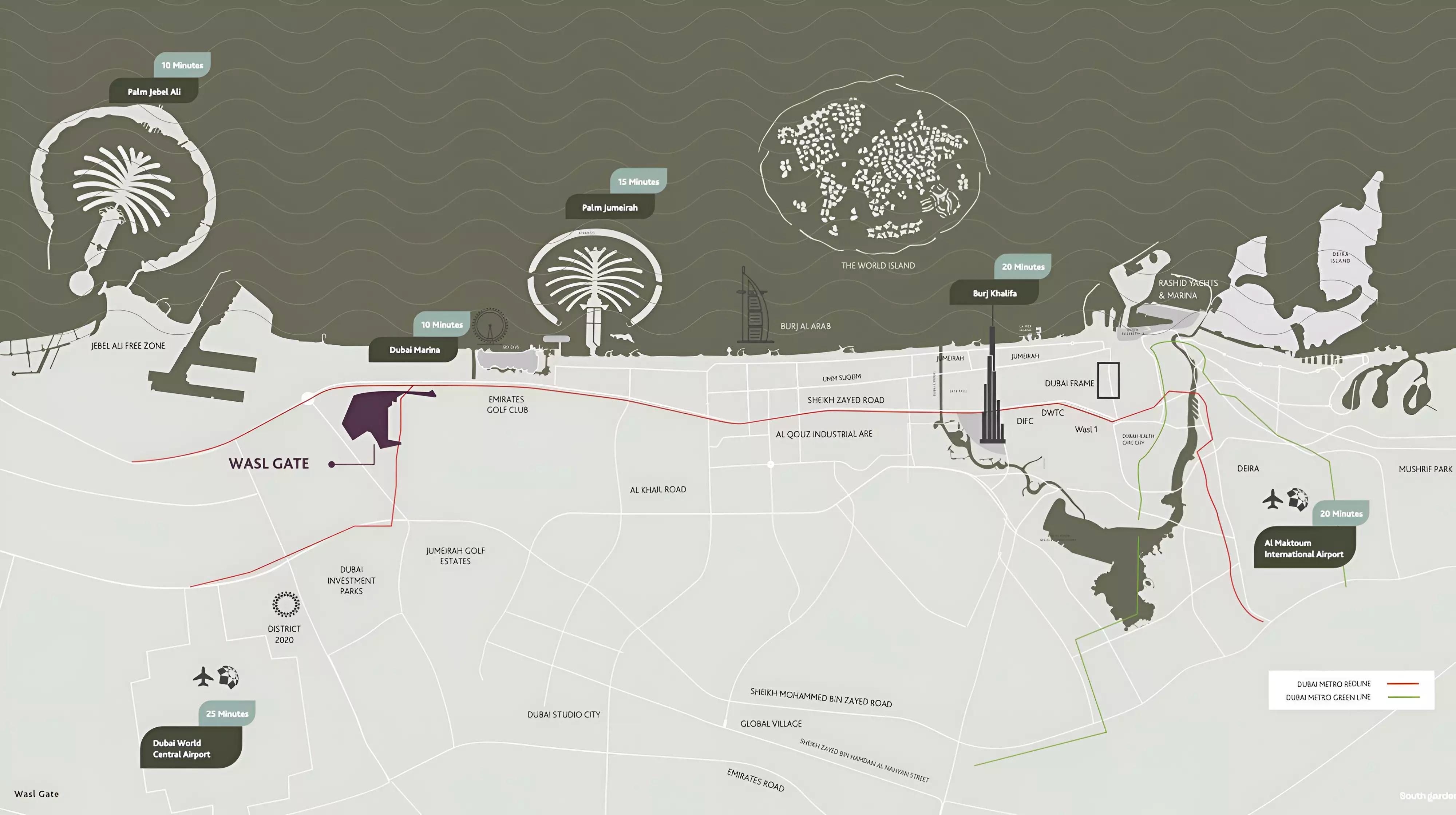 Omya Residences master plan layout showing building placement within Wasl Gate, Dubai