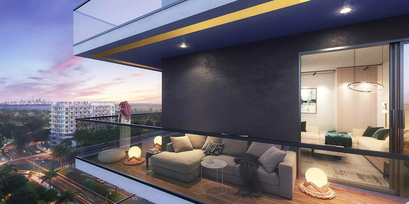 Binghatti Amber building elevation, Jumeirah Village Circle, Dubai