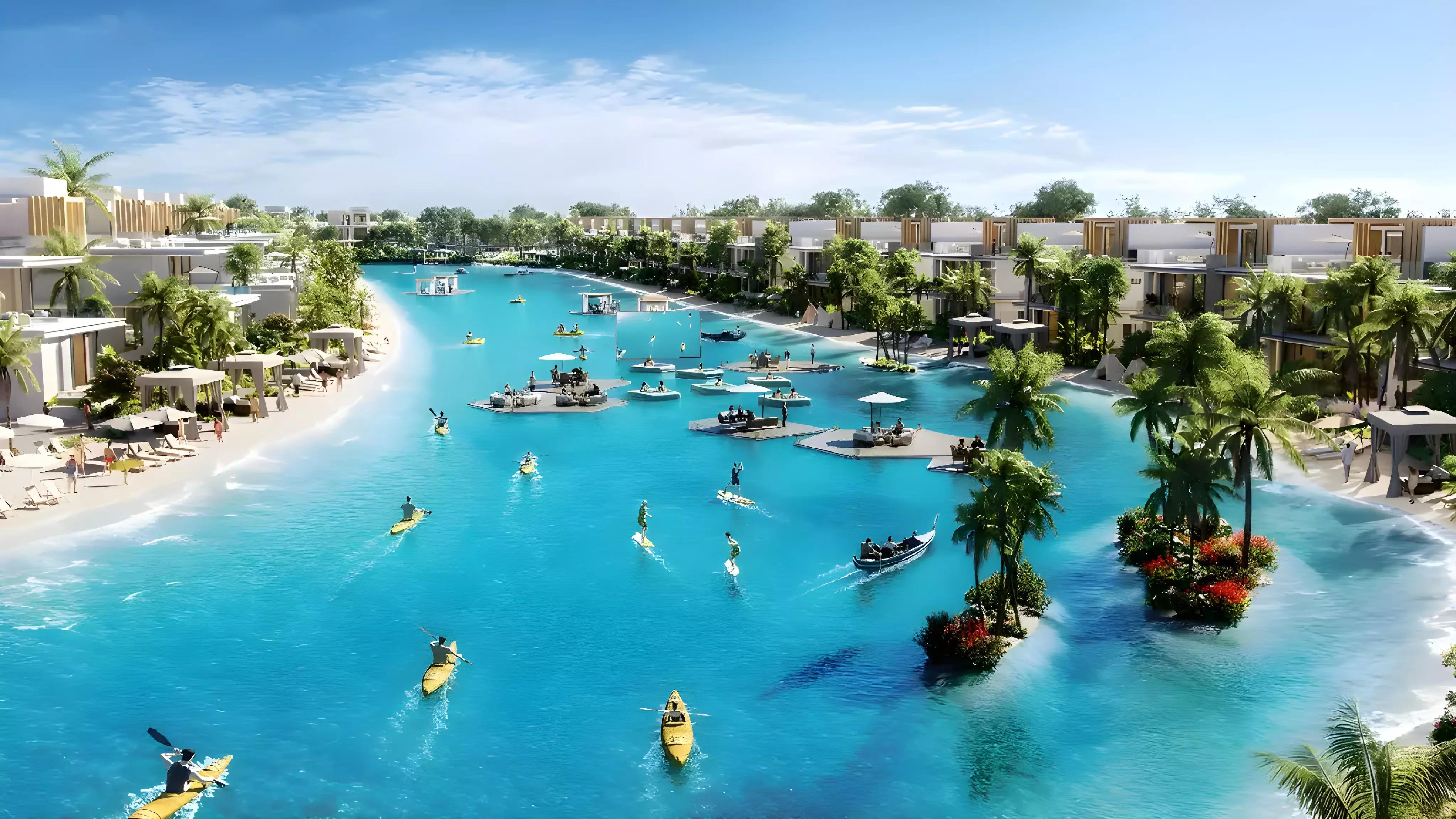 Seychelles 2 townhouse exterior with landscaped frontage, DAMAC Islands, Dubai