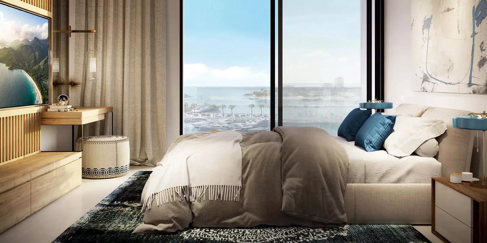 Sunridge apartment tower street-level view, Mina Rashid, Dubai