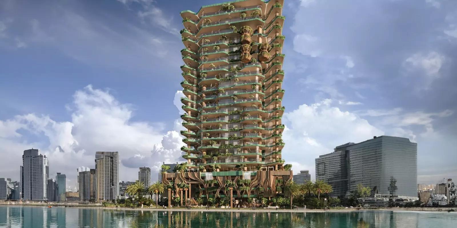 Eywa residential tower exterior view, Business Bay, Dubai