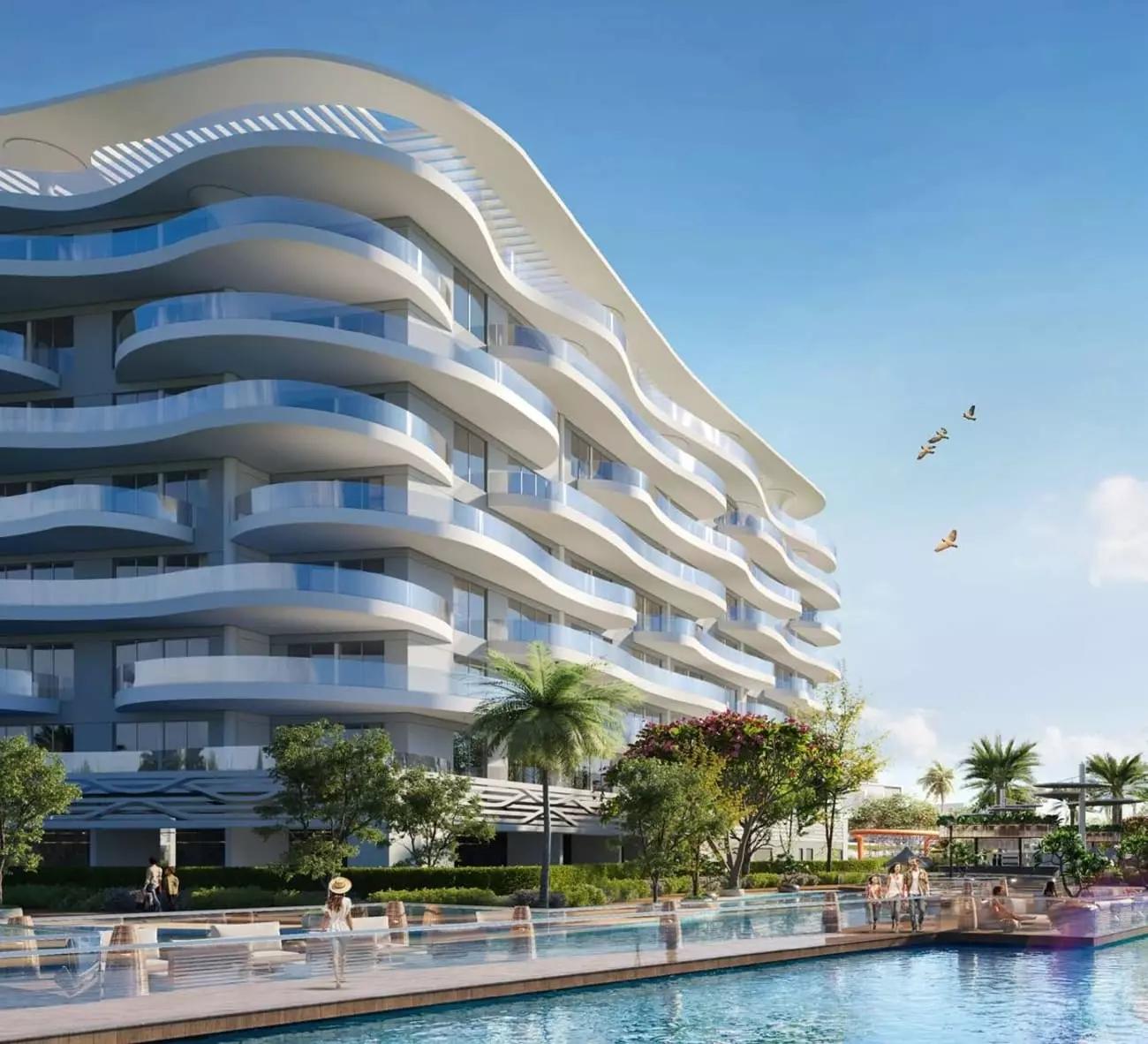 Lagoon Views Phase 2 building entrance and landscaping, DAMAC Lagoons