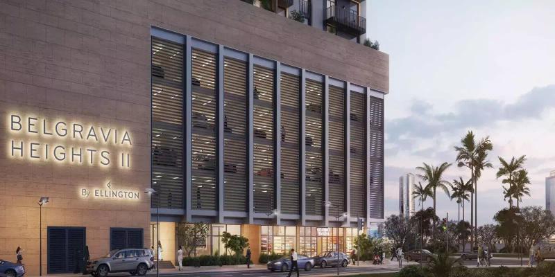 Exterior facade of Belgravia Heights Phase 2 by Ellington in JVC, Dubai