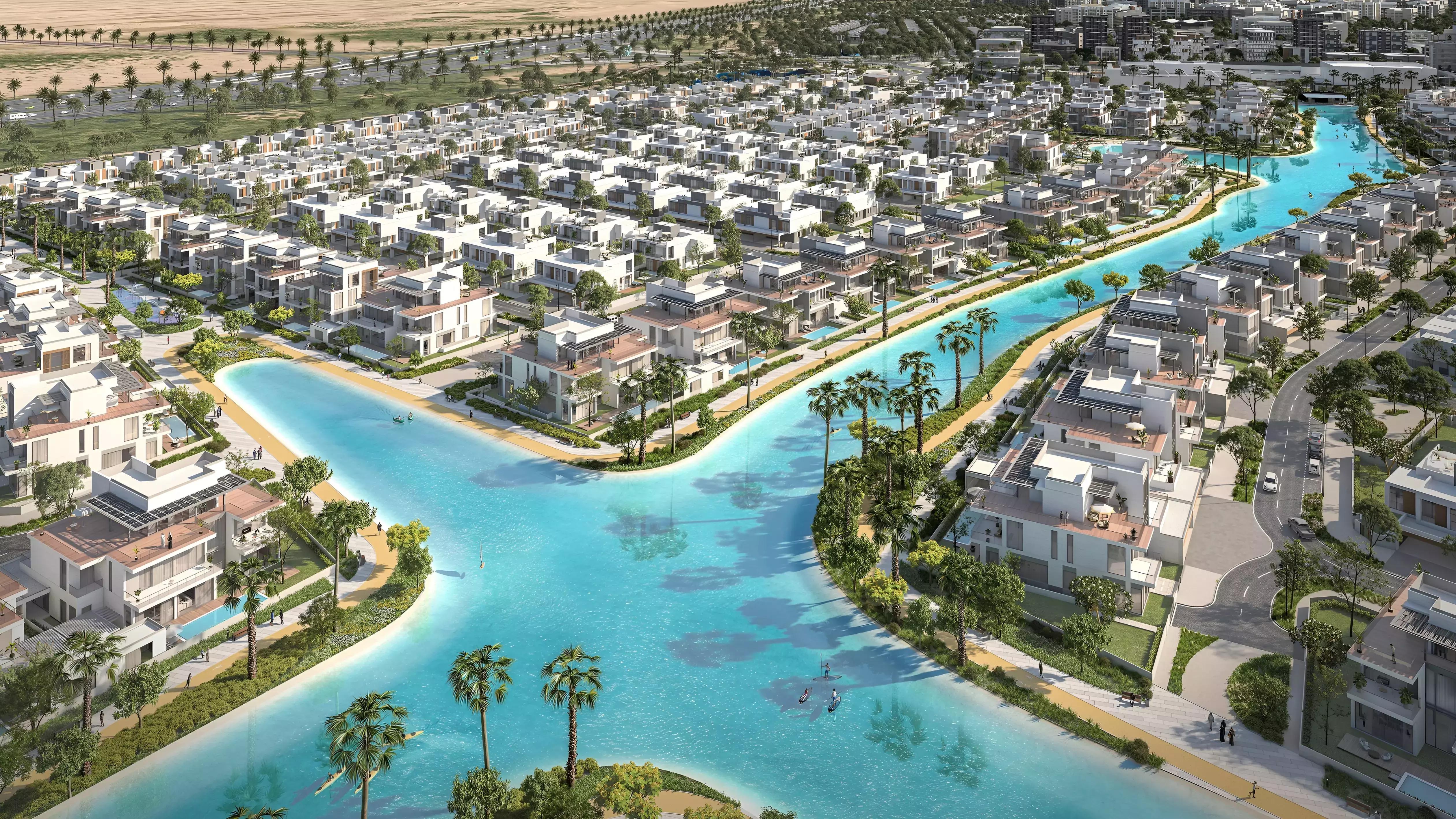 Manarina apartment building exterior render, Dubai South, Dubai