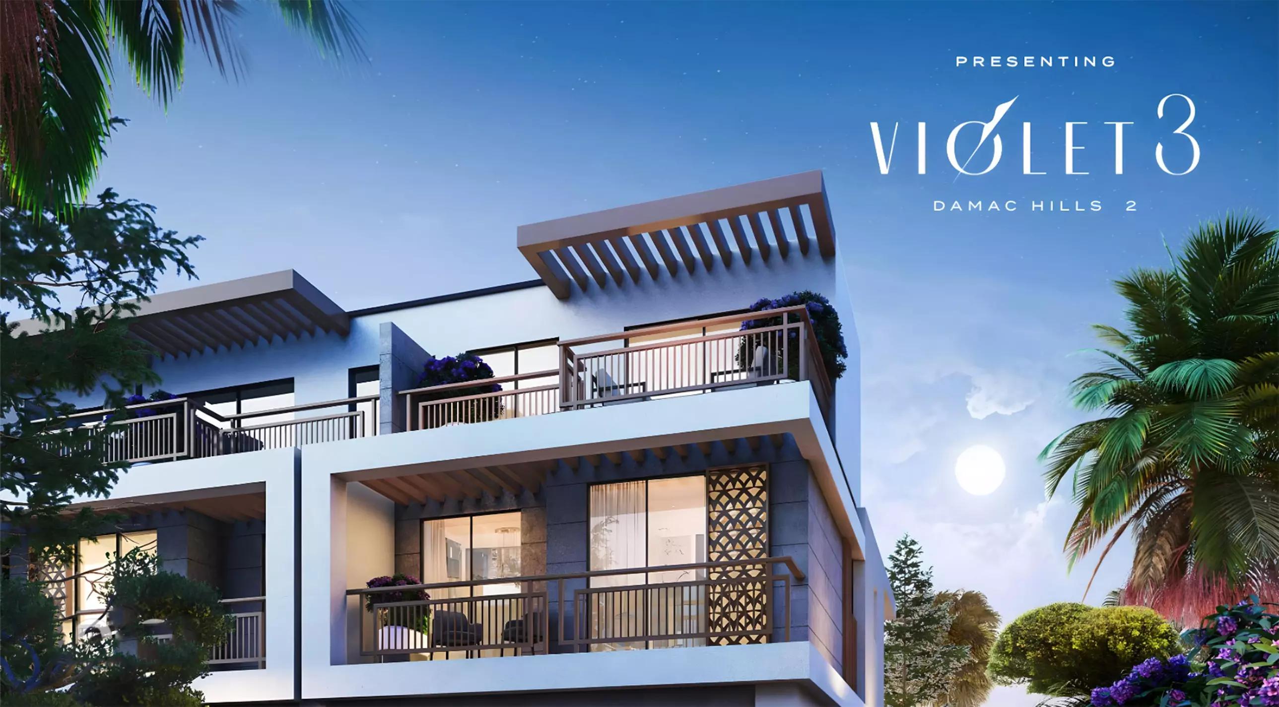 Violet 3 townhouse cluster view, DAMAC Hills, Dubai