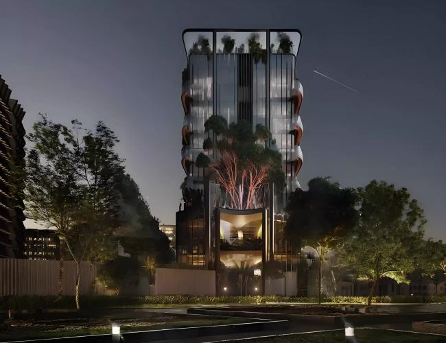 Exterior render of Jamal By Aras apartment tower, Al Jaddaf, Dubai