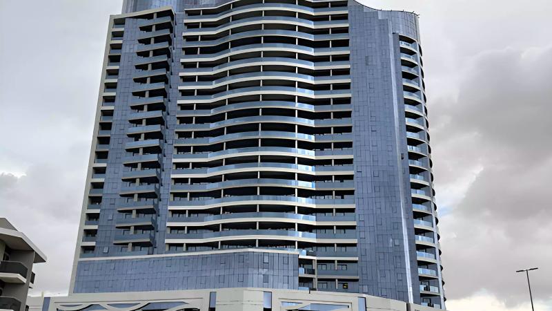 Blue Waves Tower exterior facade, Dubai Land Residence Complex, Dubai